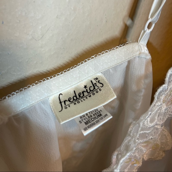 Fredericks of Hollywood White Iridescent Lace Sequin Slip Dress Size Medium - Picture 5 of 8